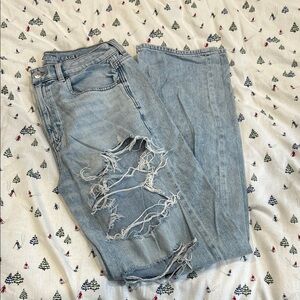American Eagle Outfitters Ripped Light Blue Boyfriend Jeans